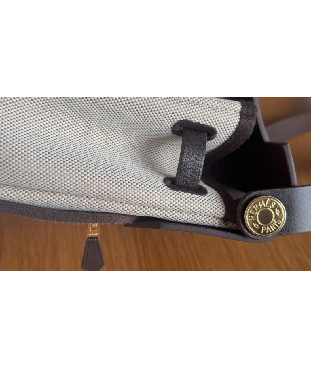 HERMES Бежевая тканевая сумка через плечо, фото 5