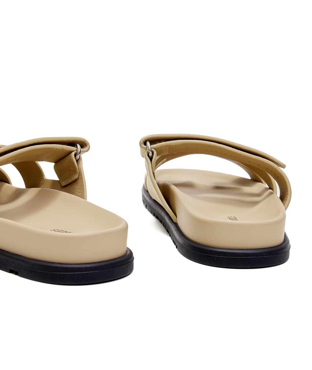 HERMES Бежевые замшевые сандалии, фото 4