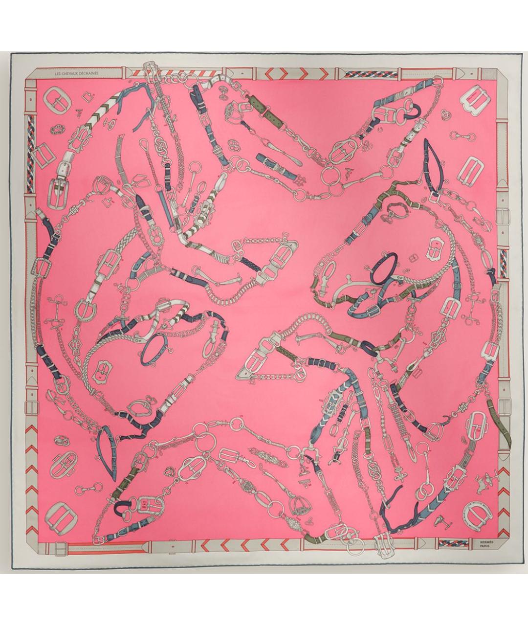 HERMES Розовый шелковый платок, фото 4