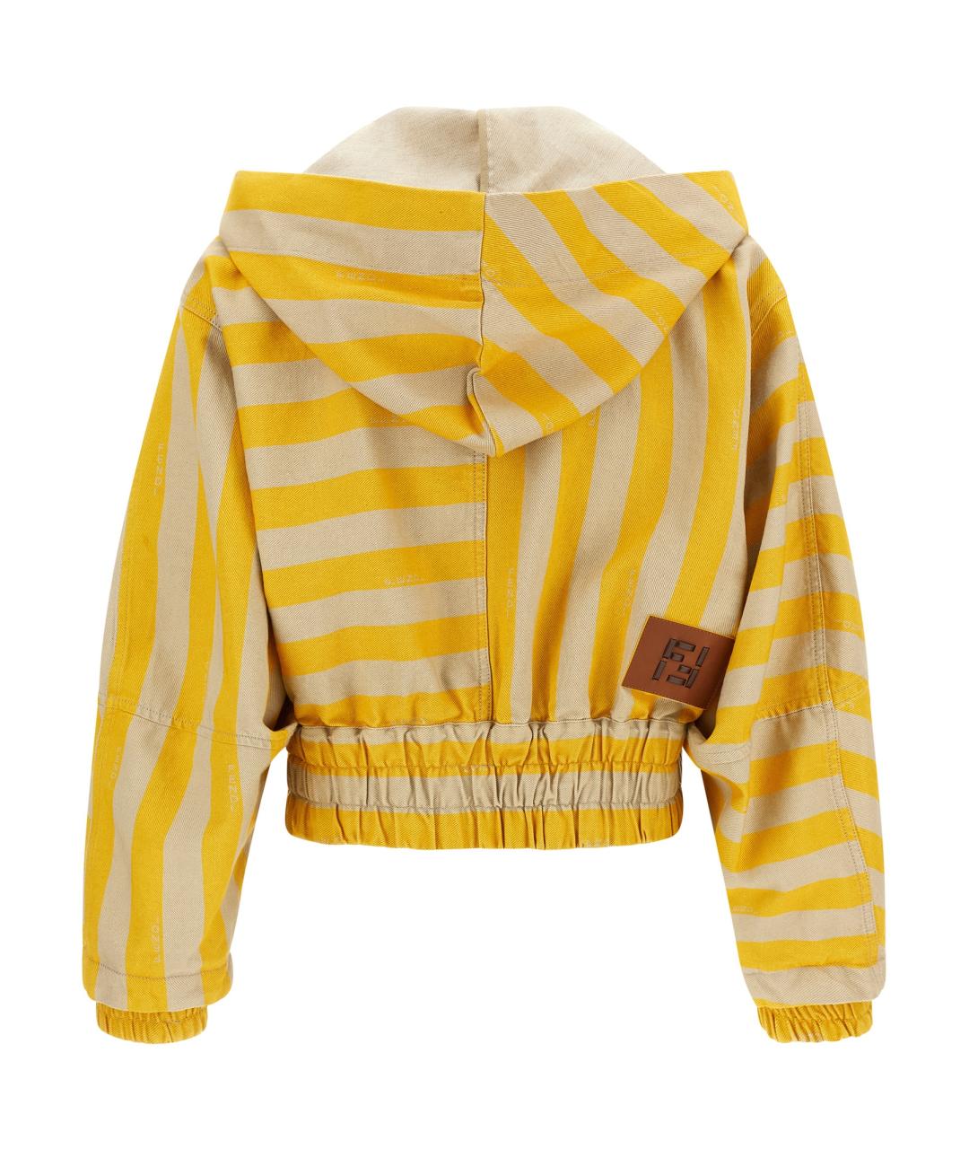 FENDI Желтая хлопковая куртка, фото 2