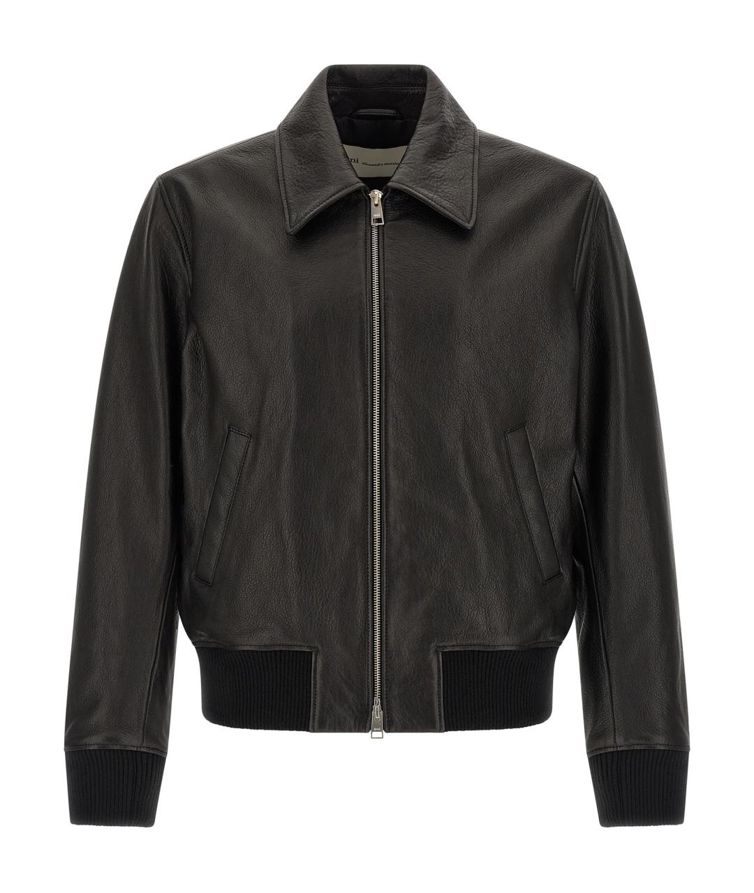 Ami Paris Черная кожаная куртка, фото 1