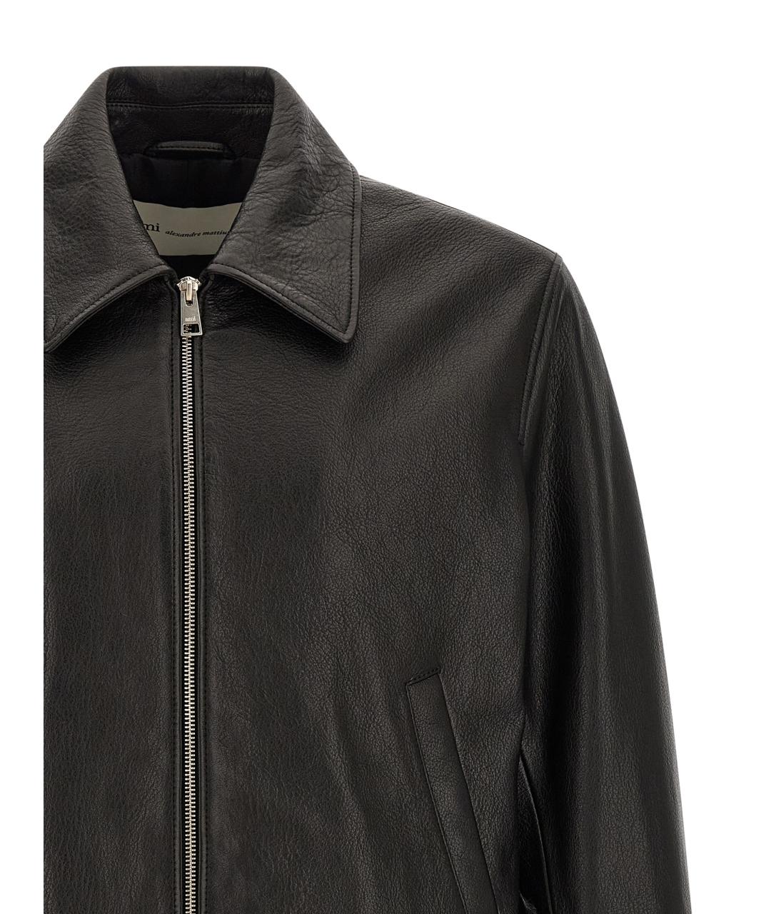 Ami Paris Черная кожаная куртка, фото 3