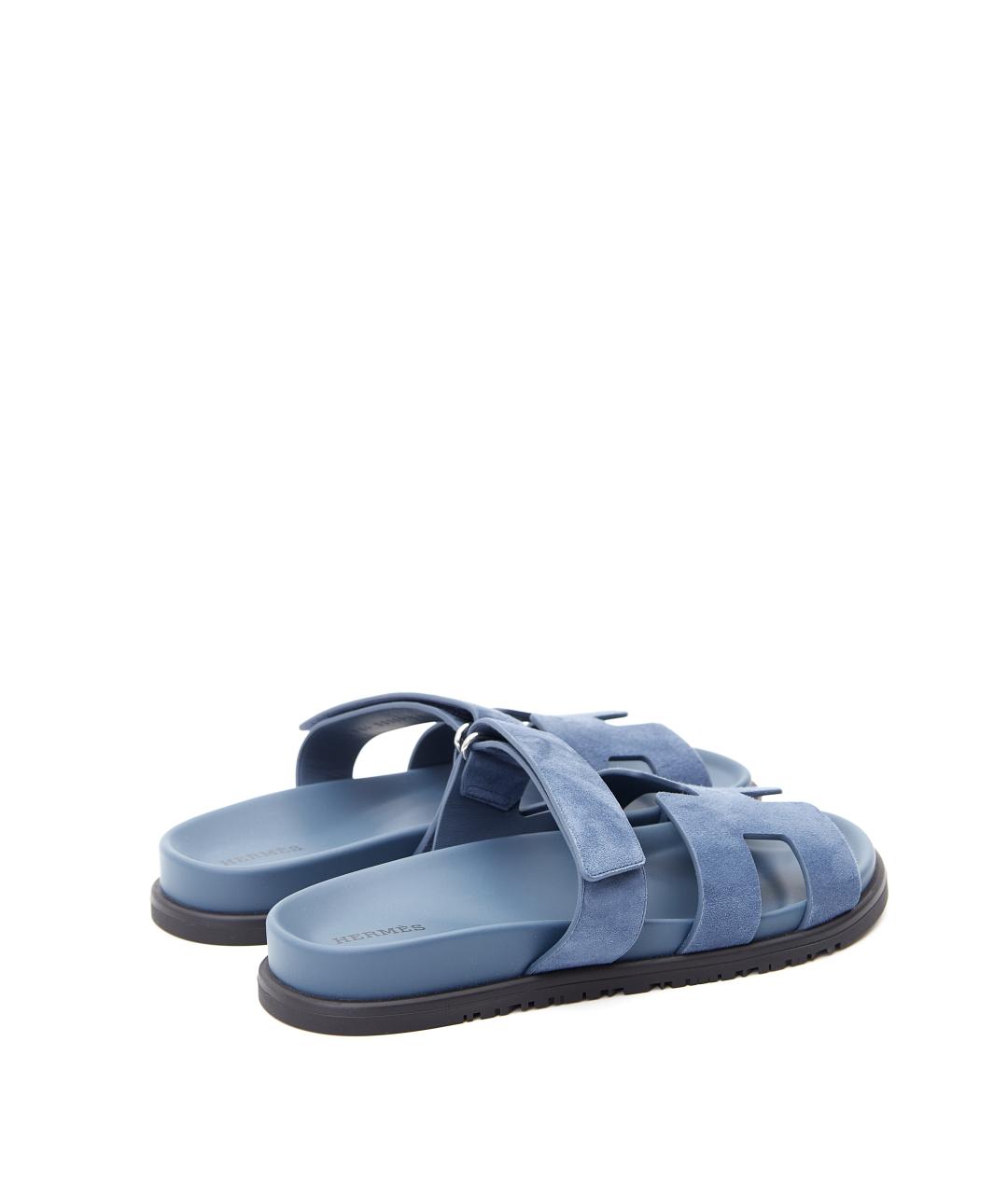 HERMES Синие замшевые шлепанцы, фото 4