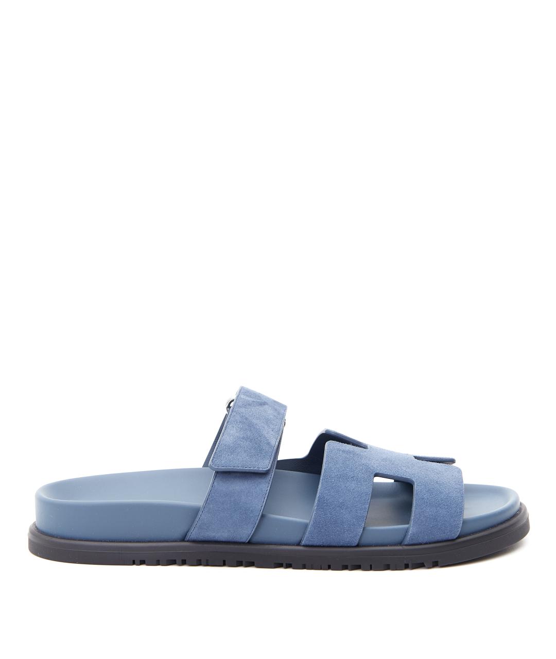 HERMES Синие замшевые шлепанцы, фото 1