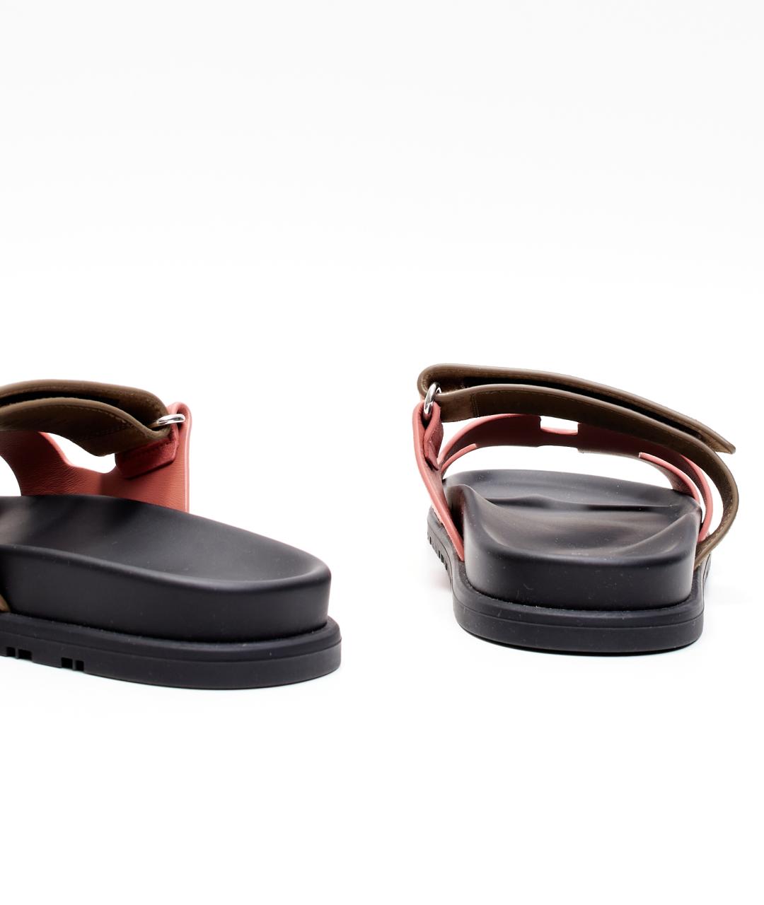 HERMES Красные замшевые шлепанцы, фото 3