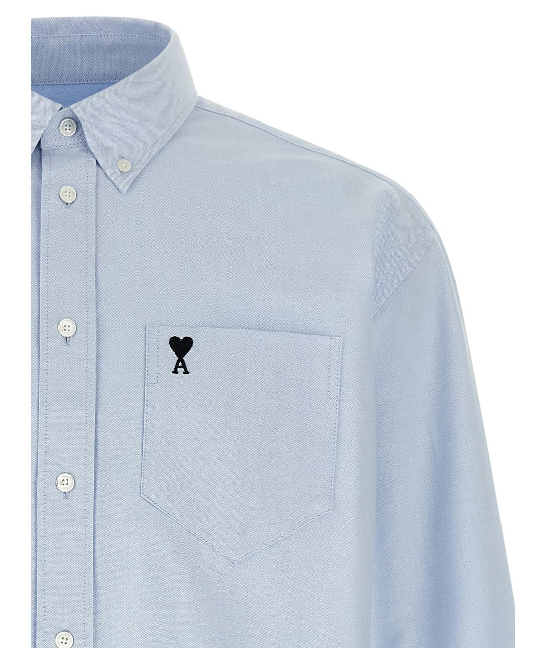 Ami Paris Голубая хлопковая кэжуал рубашка, фото 3