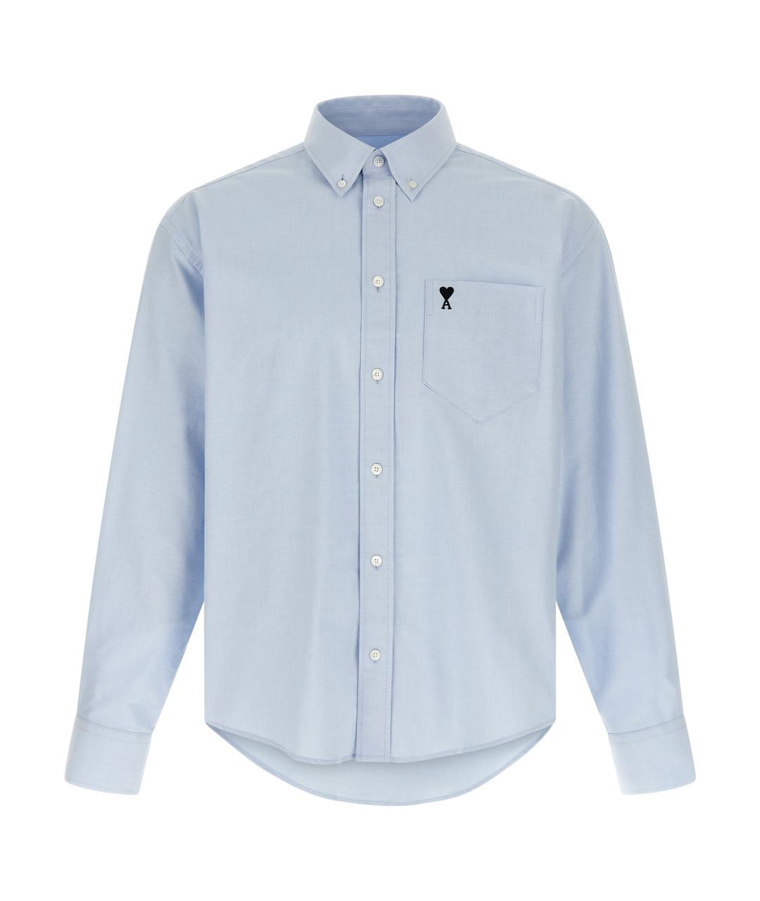 Ami Paris Голубая хлопковая кэжуал рубашка, фото 1