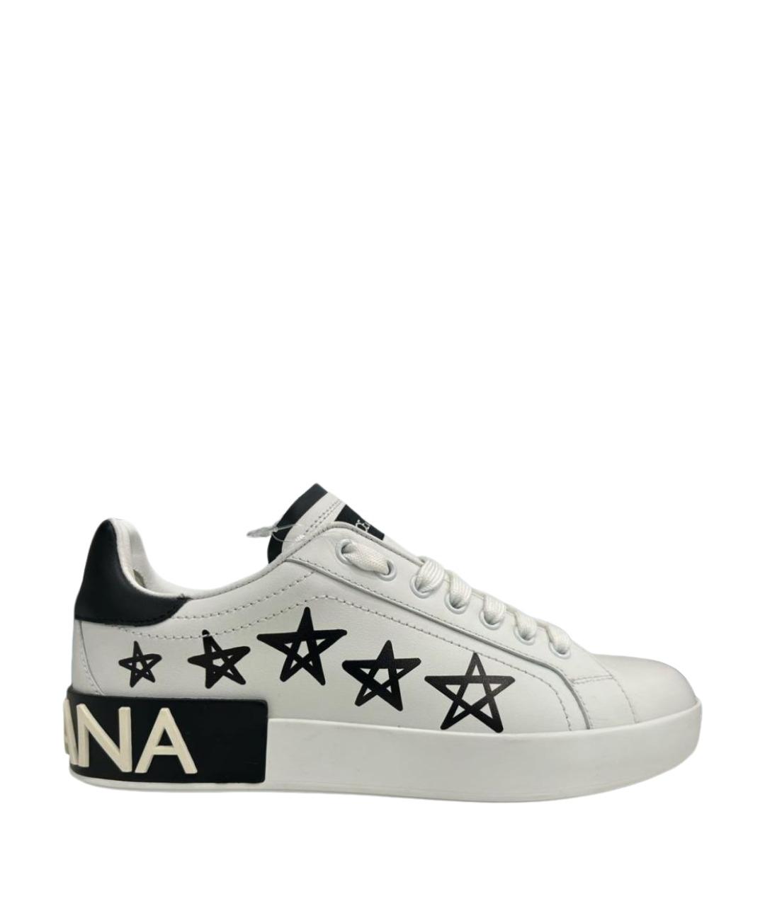 DOLCE&GABBANA Белые кожаные кроссовки, фото 1