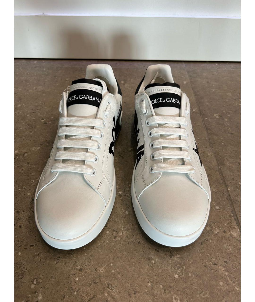 DOLCE&GABBANA Белые кожаные кроссовки, фото 2