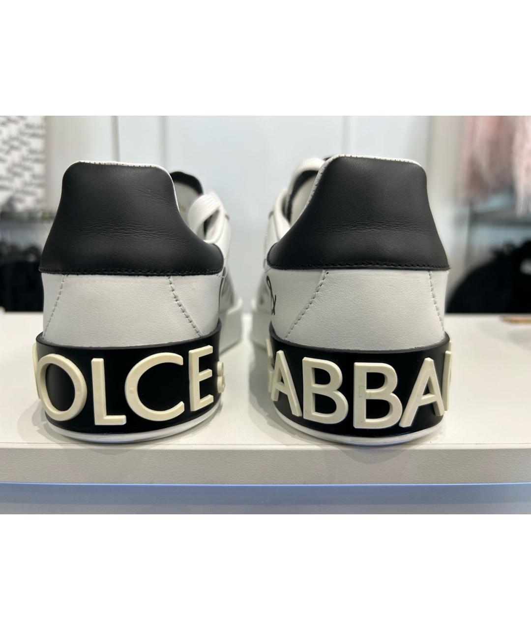 DOLCE&GABBANA Белые кожаные кроссовки, фото 4