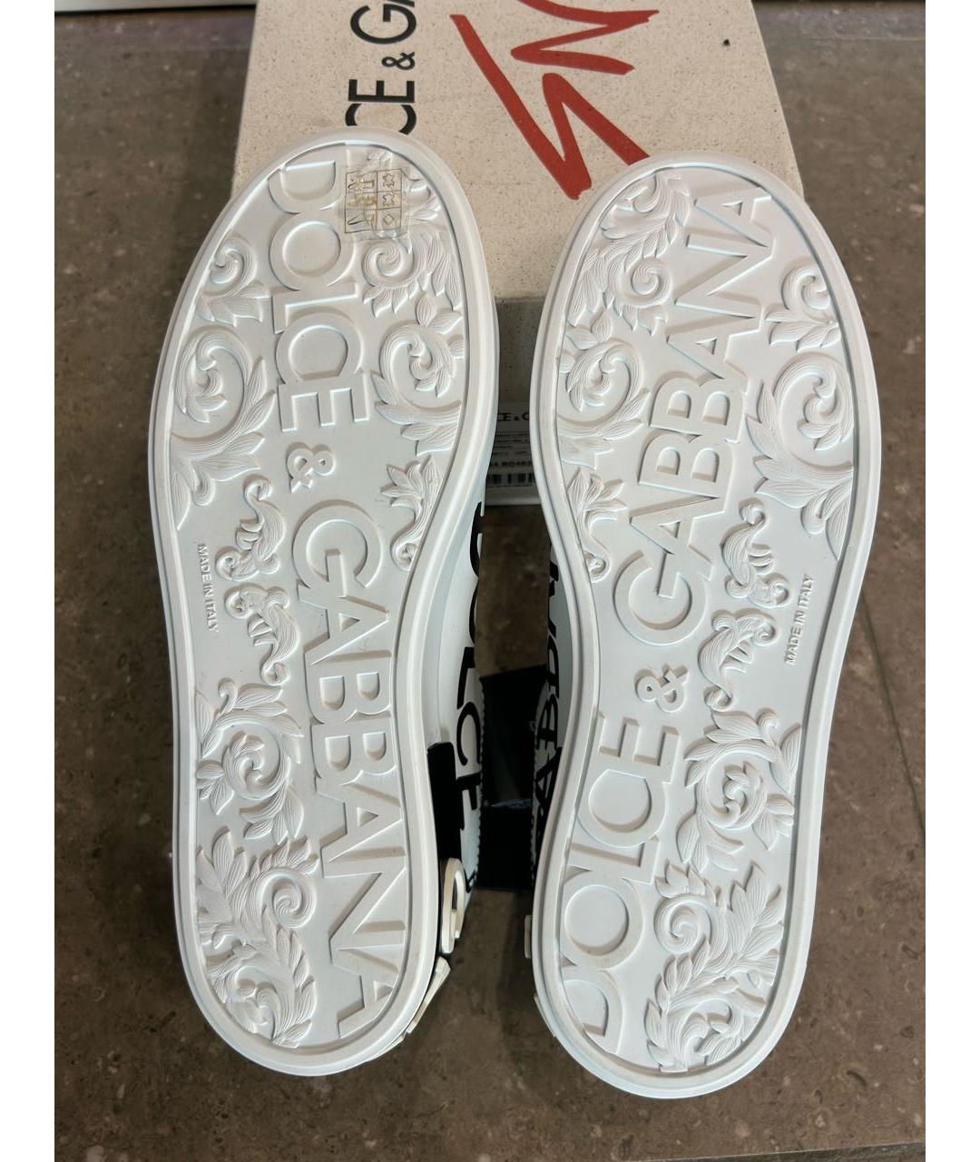 DOLCE&GABBANA Белые кожаные кроссовки, фото 6