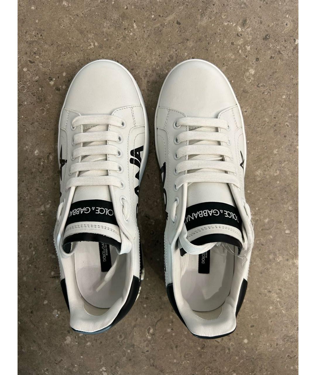 DOLCE&GABBANA Белые кожаные кроссовки, фото 3