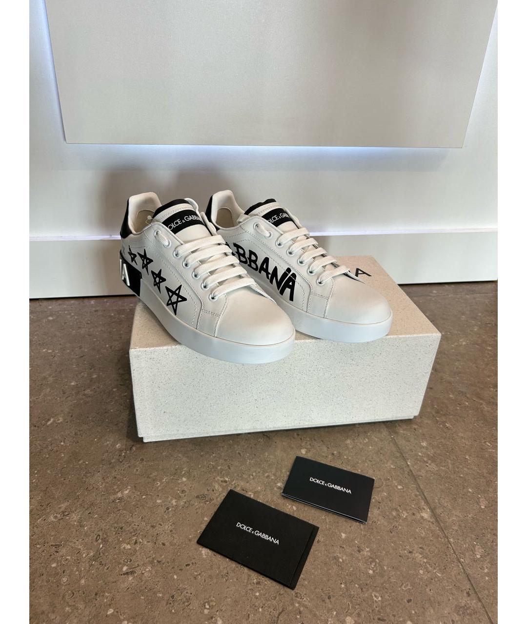 DOLCE&GABBANA Белые кожаные кроссовки, фото 5