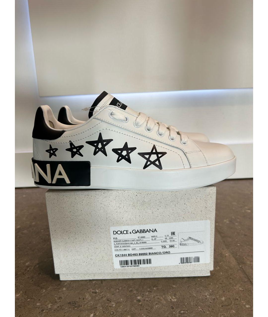 DOLCE&GABBANA Белые кожаные кроссовки, фото 7