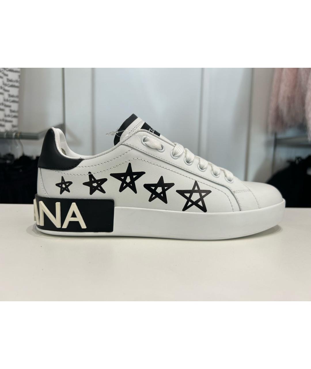 DOLCE&GABBANA Белые кожаные кроссовки, фото 9