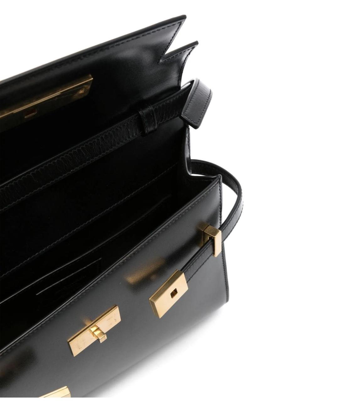 SAINT LAURENT Черная кожаная сумка через плечо, фото 2