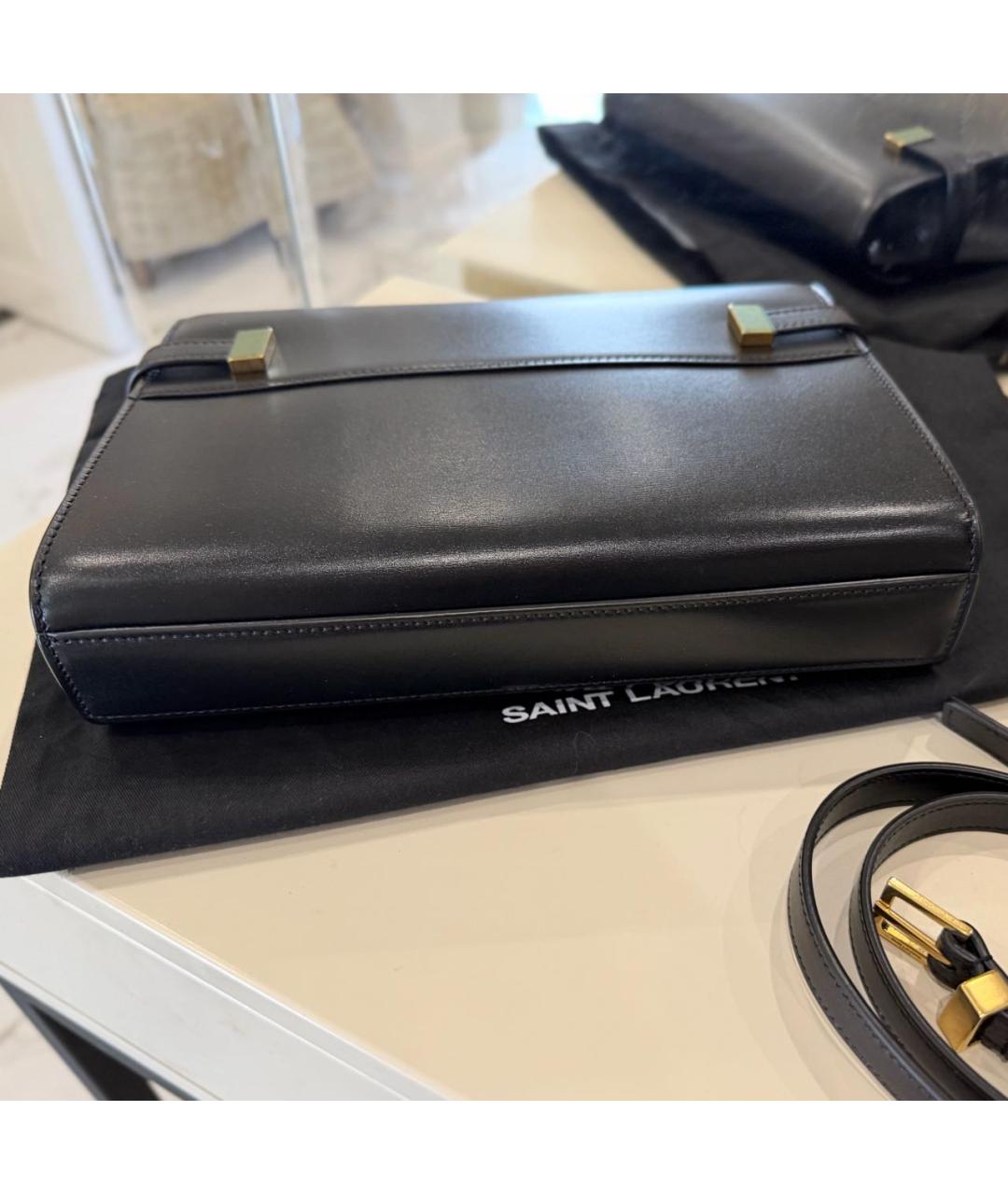 SAINT LAURENT Черная кожаная сумка через плечо, фото 6