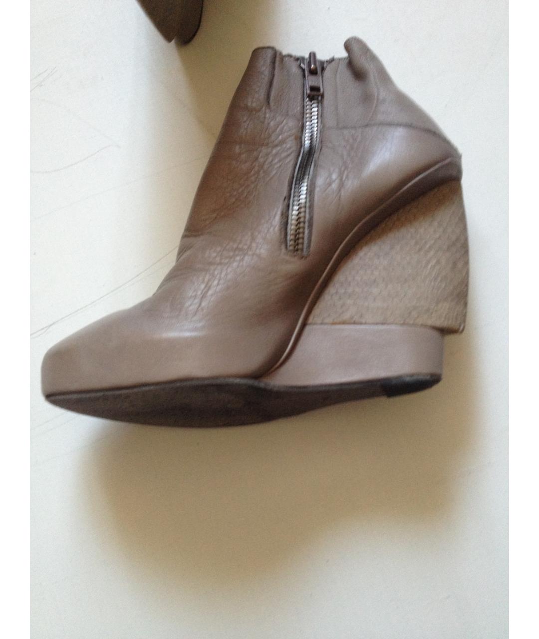 HELMUT LANG Серые кожаные ботильоны, фото 8
