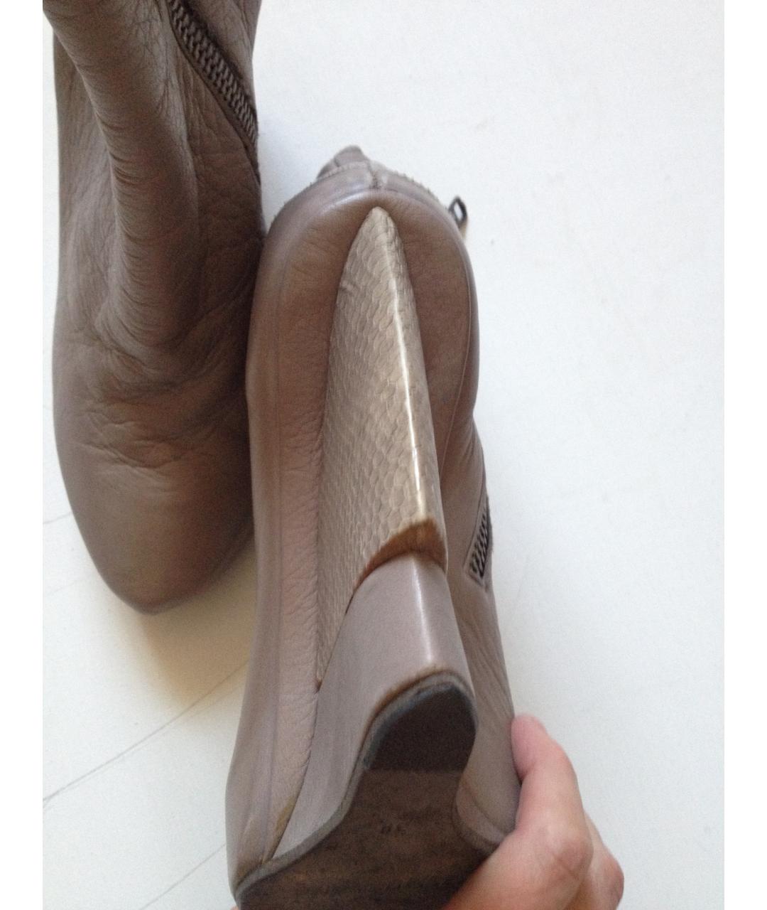 HELMUT LANG Серые кожаные ботильоны, фото 4