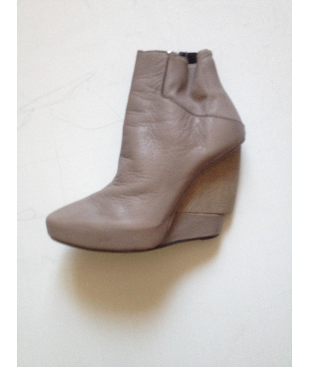 HELMUT LANG Серые кожаные ботильоны, фото 9