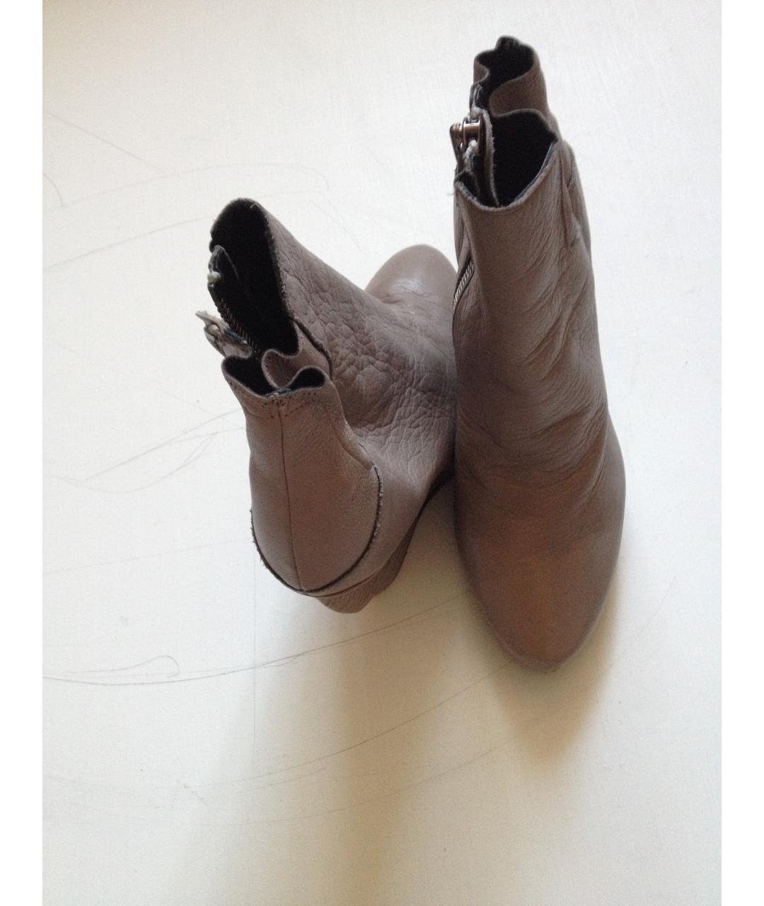 HELMUT LANG Серые кожаные ботильоны, фото 6