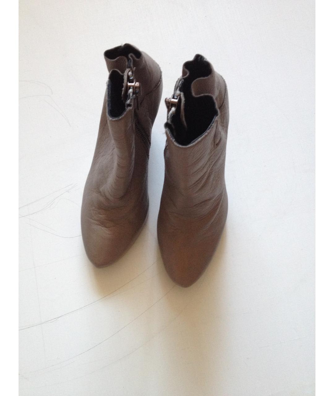 HELMUT LANG Серые кожаные ботильоны, фото 7