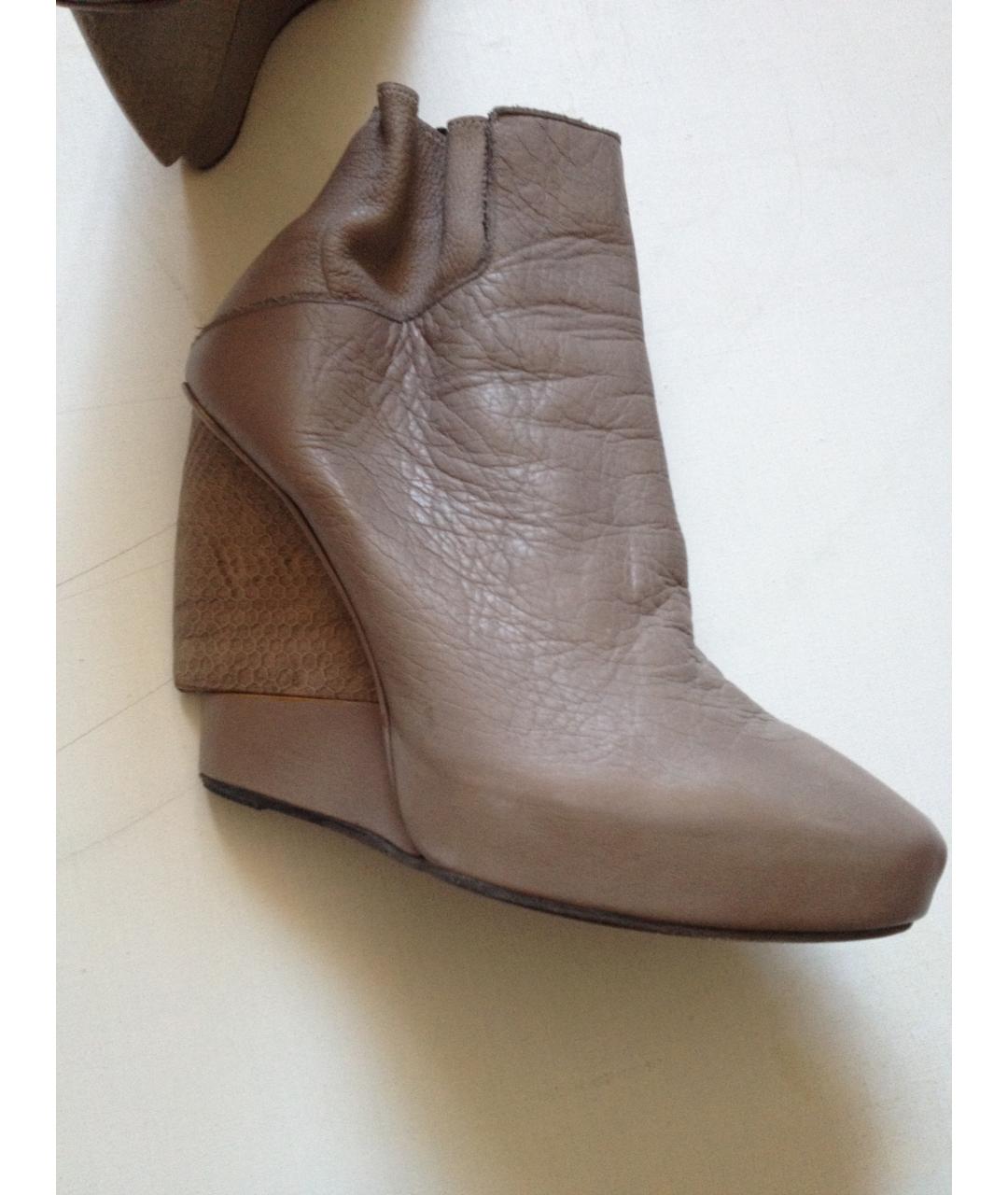 HELMUT LANG Серые кожаные ботильоны, фото 2