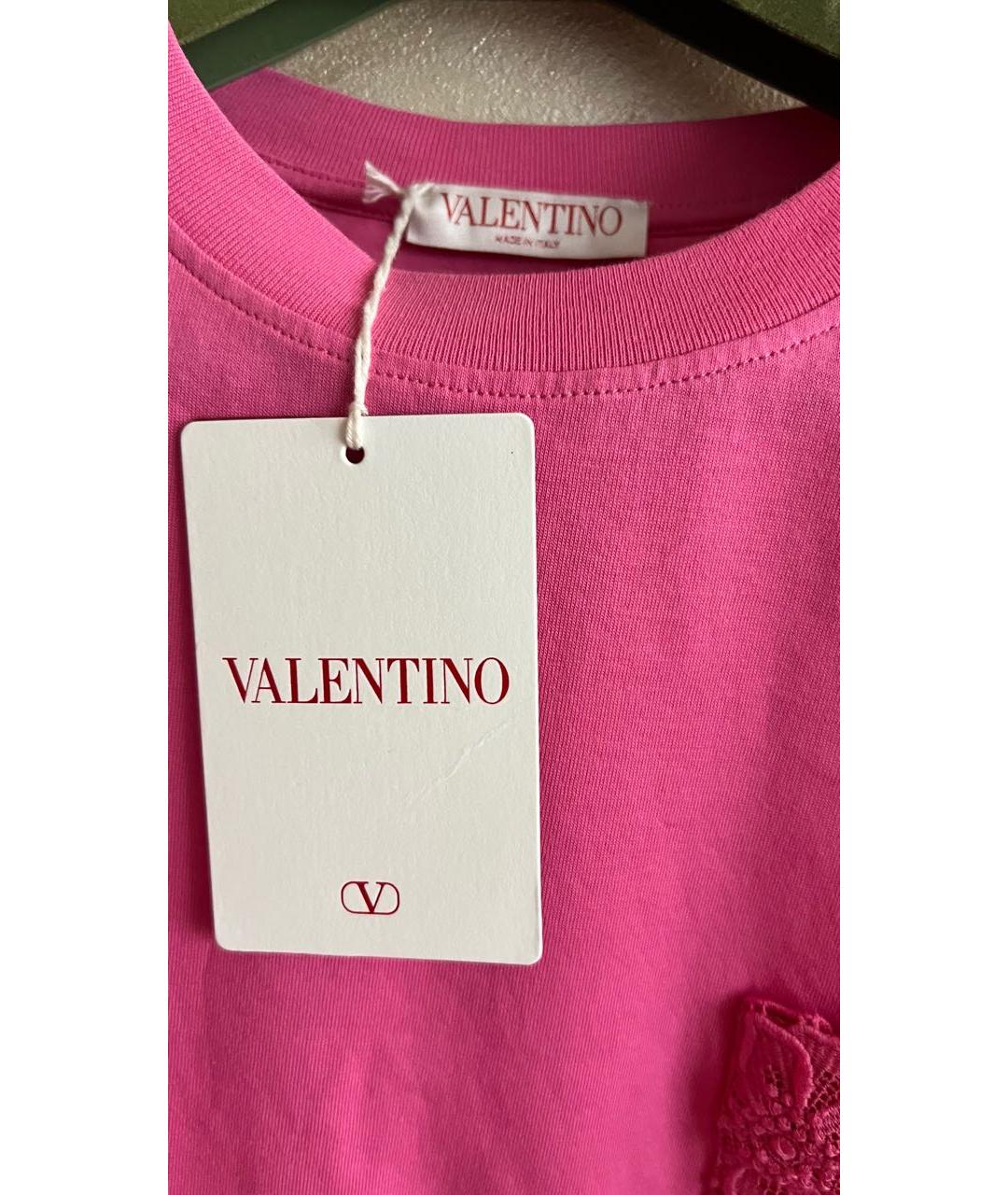 VALENTINO Розовая хлопковая футболка, фото 5