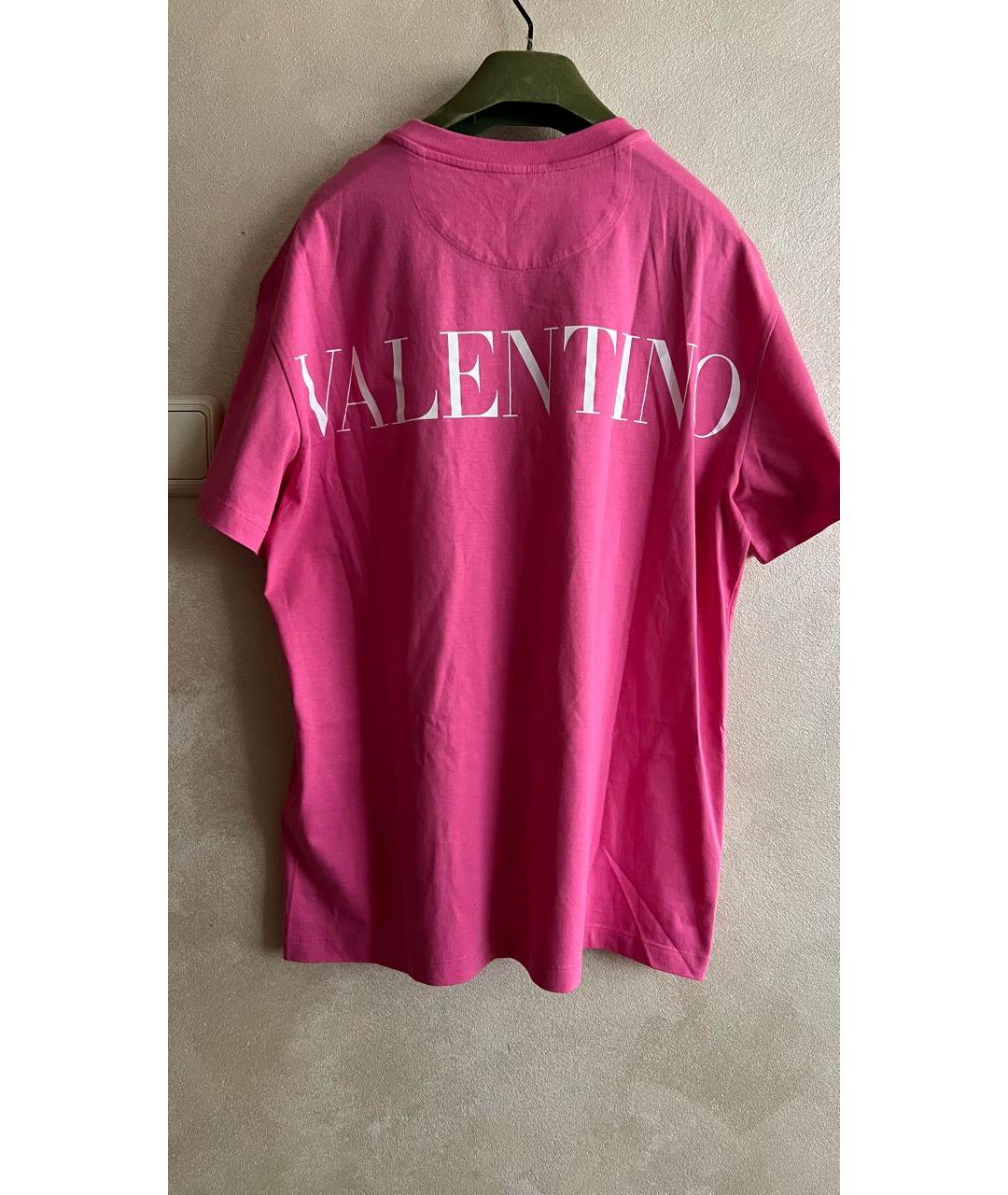 VALENTINO Розовая хлопковая футболка, фото 2