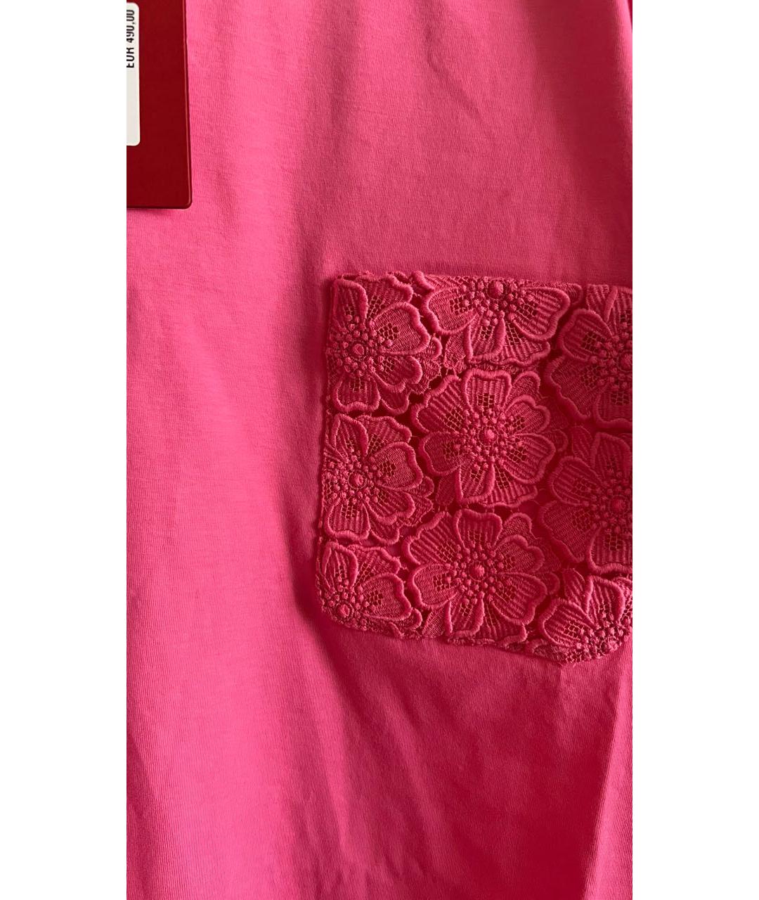 VALENTINO Розовая хлопковая футболка, фото 6