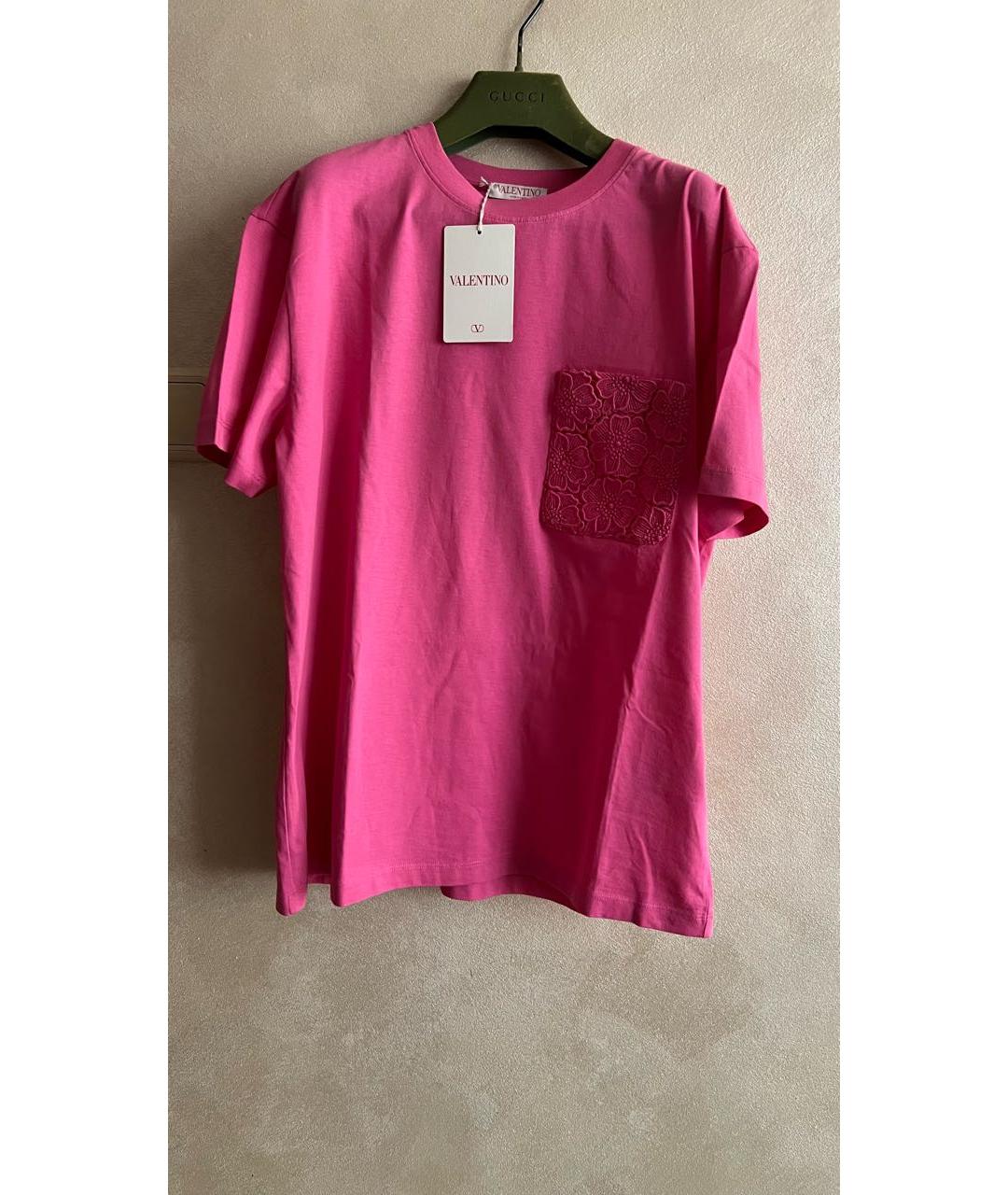 VALENTINO Розовая хлопковая футболка, фото 7
