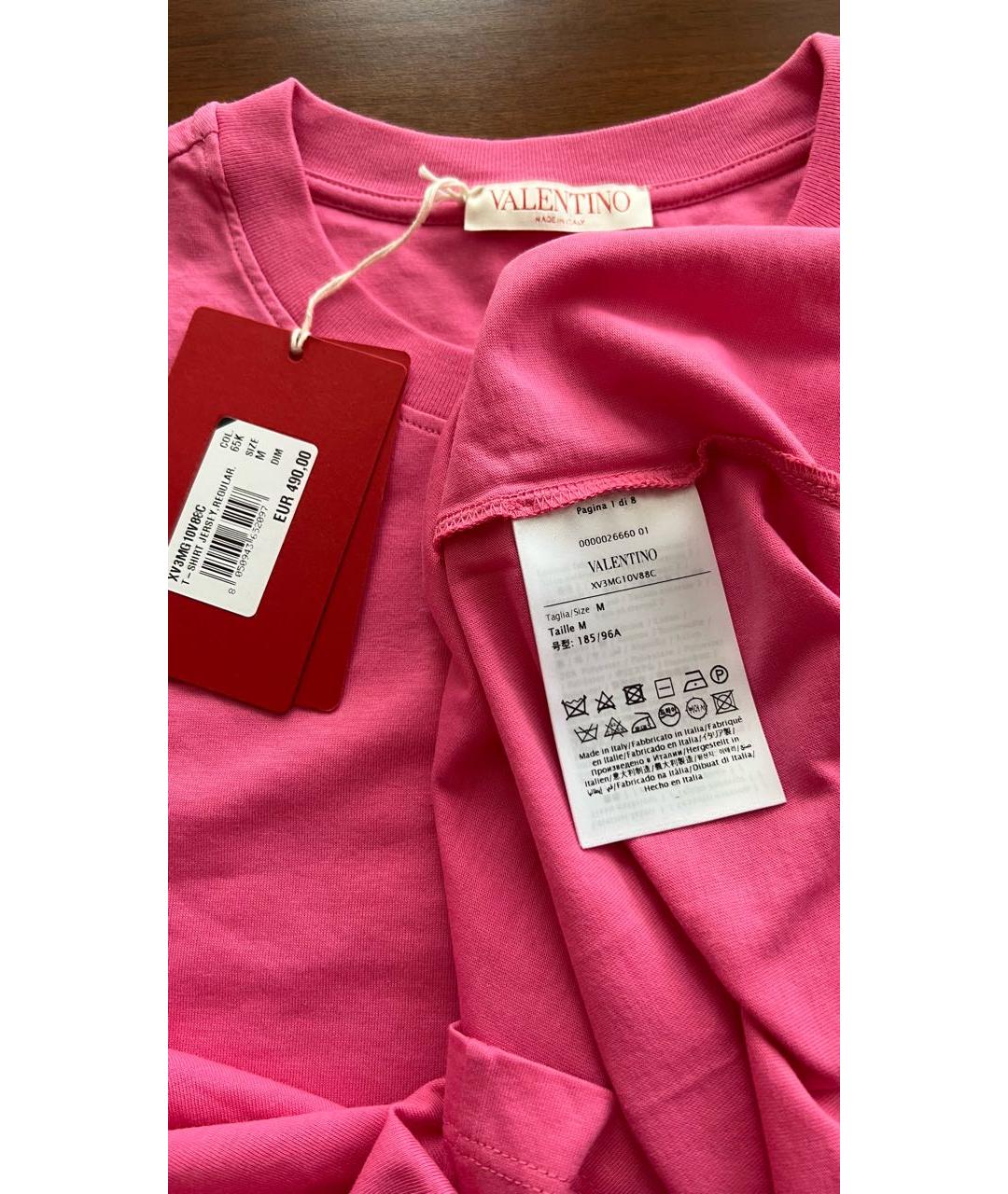 VALENTINO Розовая хлопковая футболка, фото 4