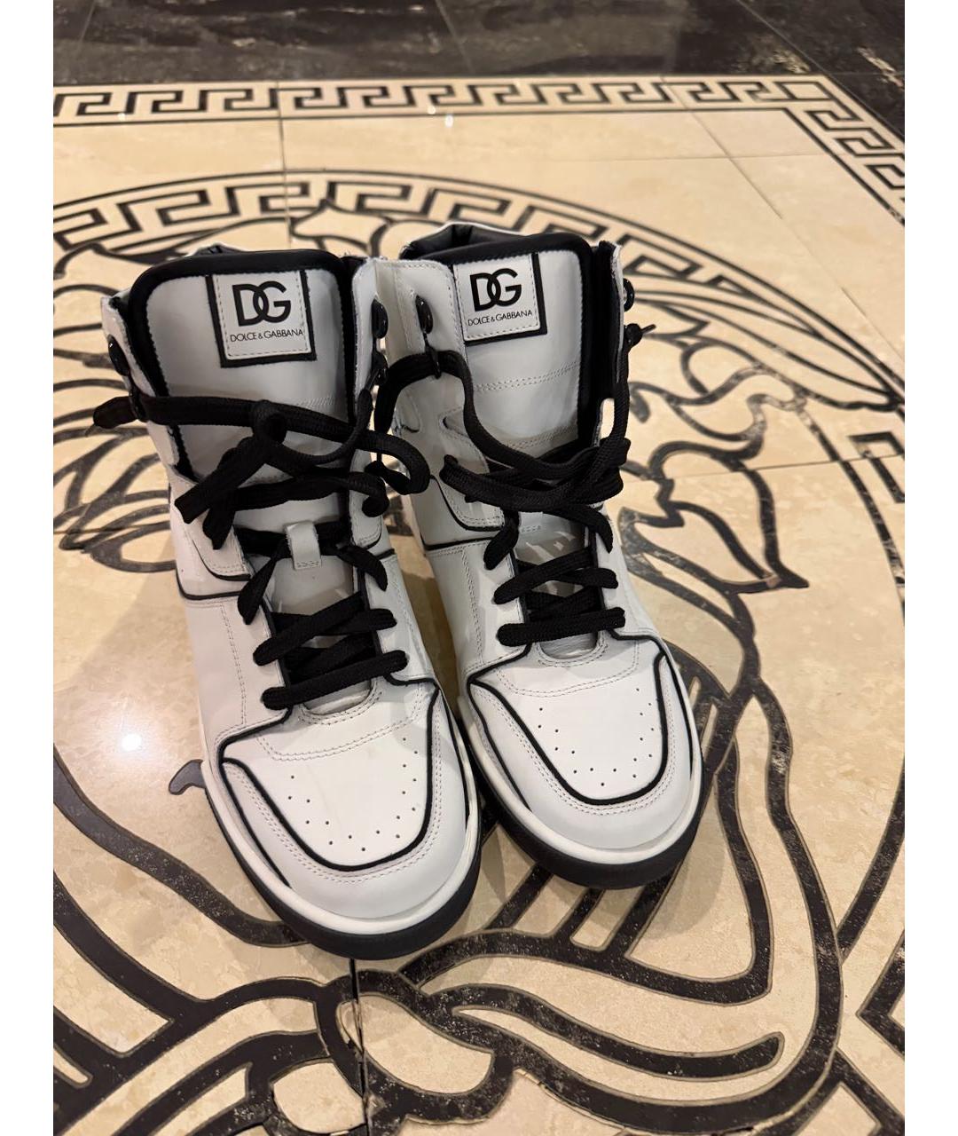 DOLCE&GABBANA Белые кожаные ботинки, фото 2