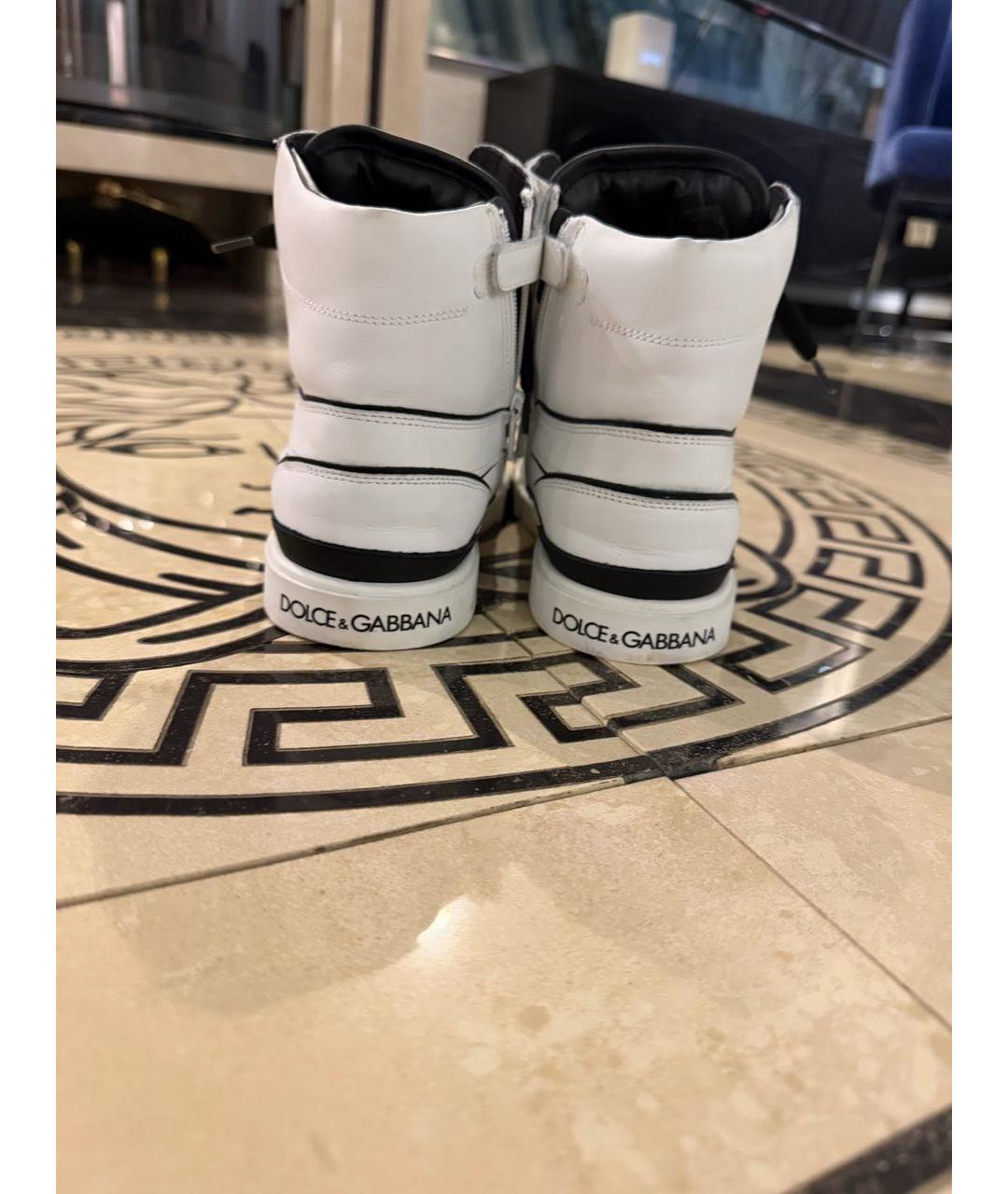 DOLCE&GABBANA Белые кожаные ботинки, фото 4