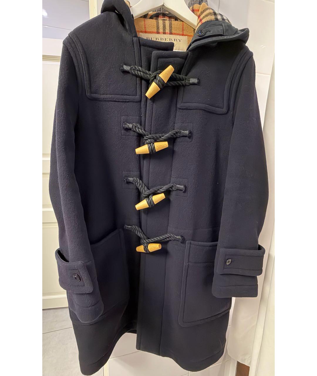 BURBERRY Темно-синее шерстяное пальто, фото 5