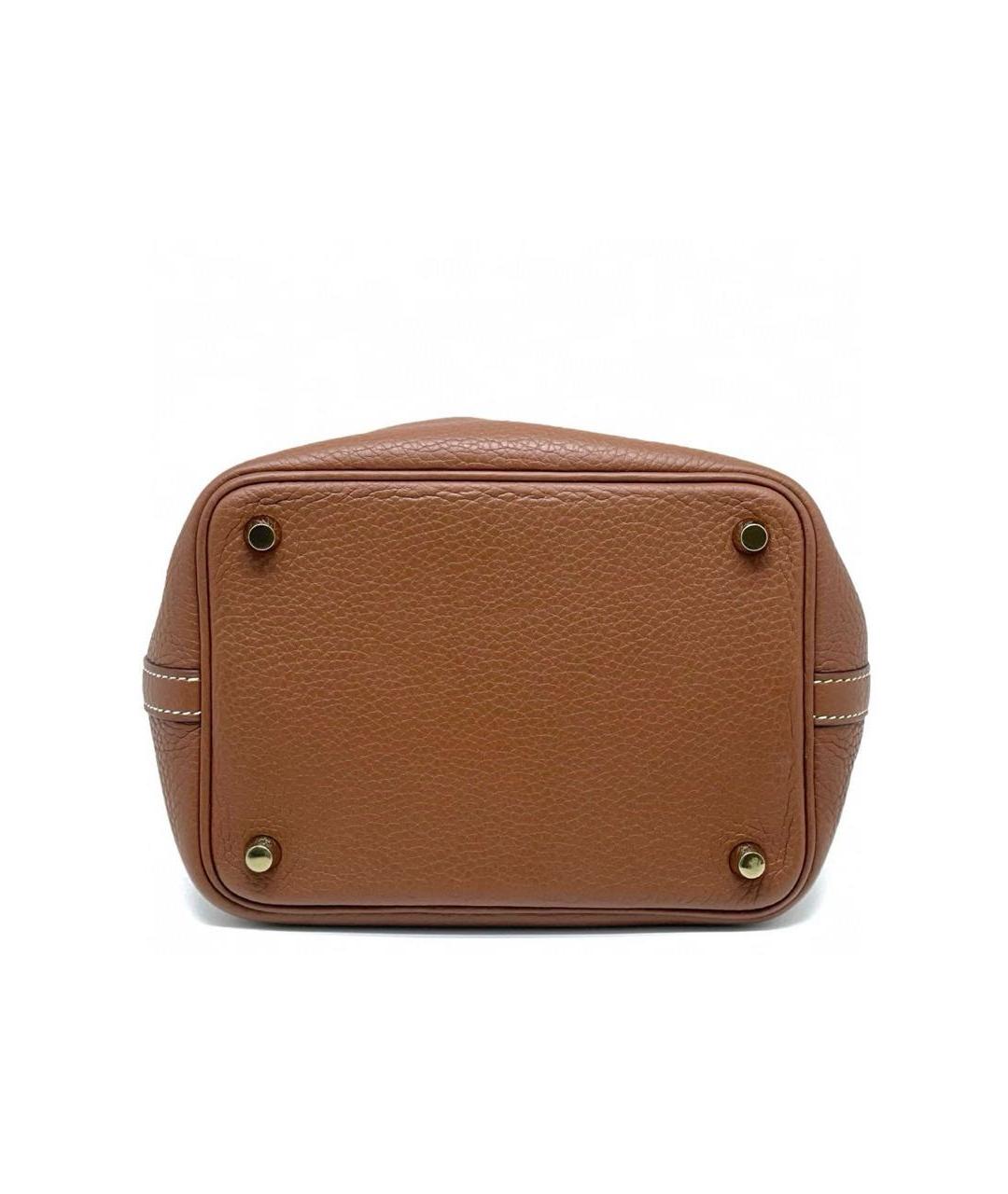 HERMES Коричневая кожаная сумка с короткими ручками, фото 2