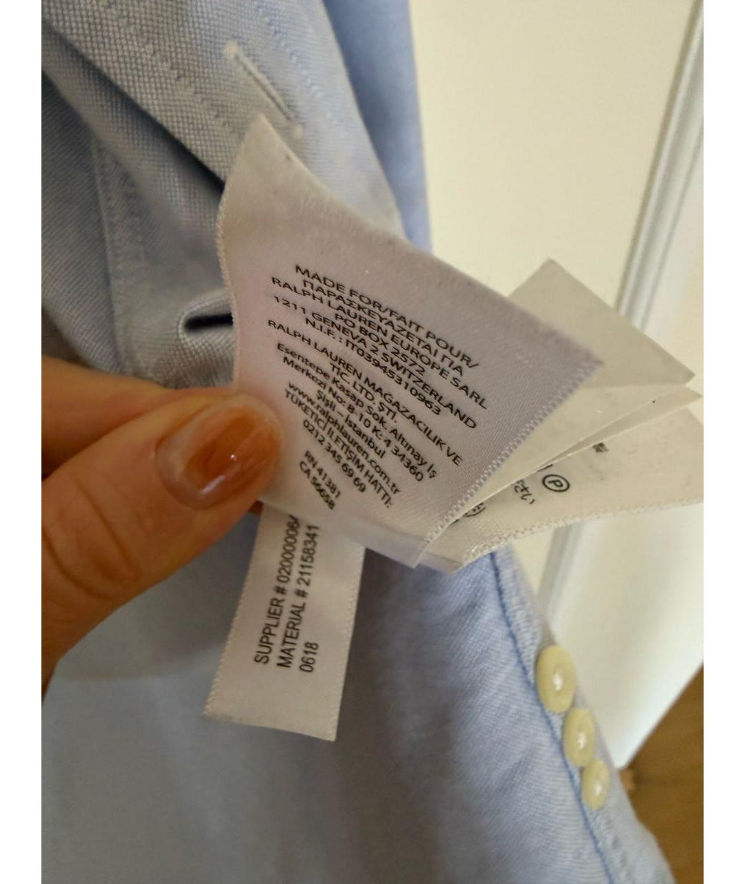 POLO RALPH LAUREN Голубая хлопковая рубашка, фото 7