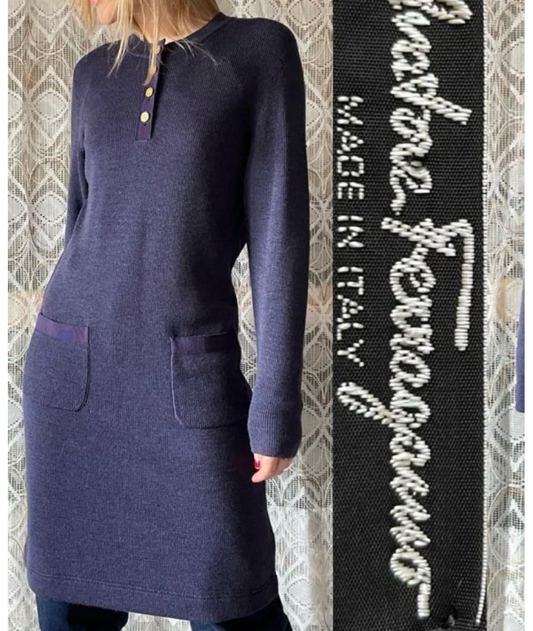 FERRAGAMO Фиолетовое шерстяное повседневное платье, фото 2