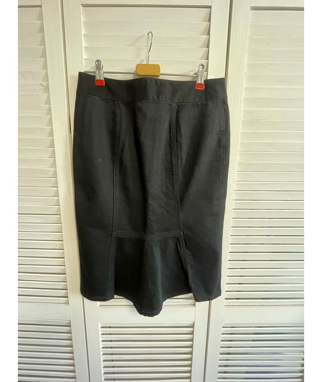 RALPH LAUREN Черная хлопковая юбка миди, фото 2