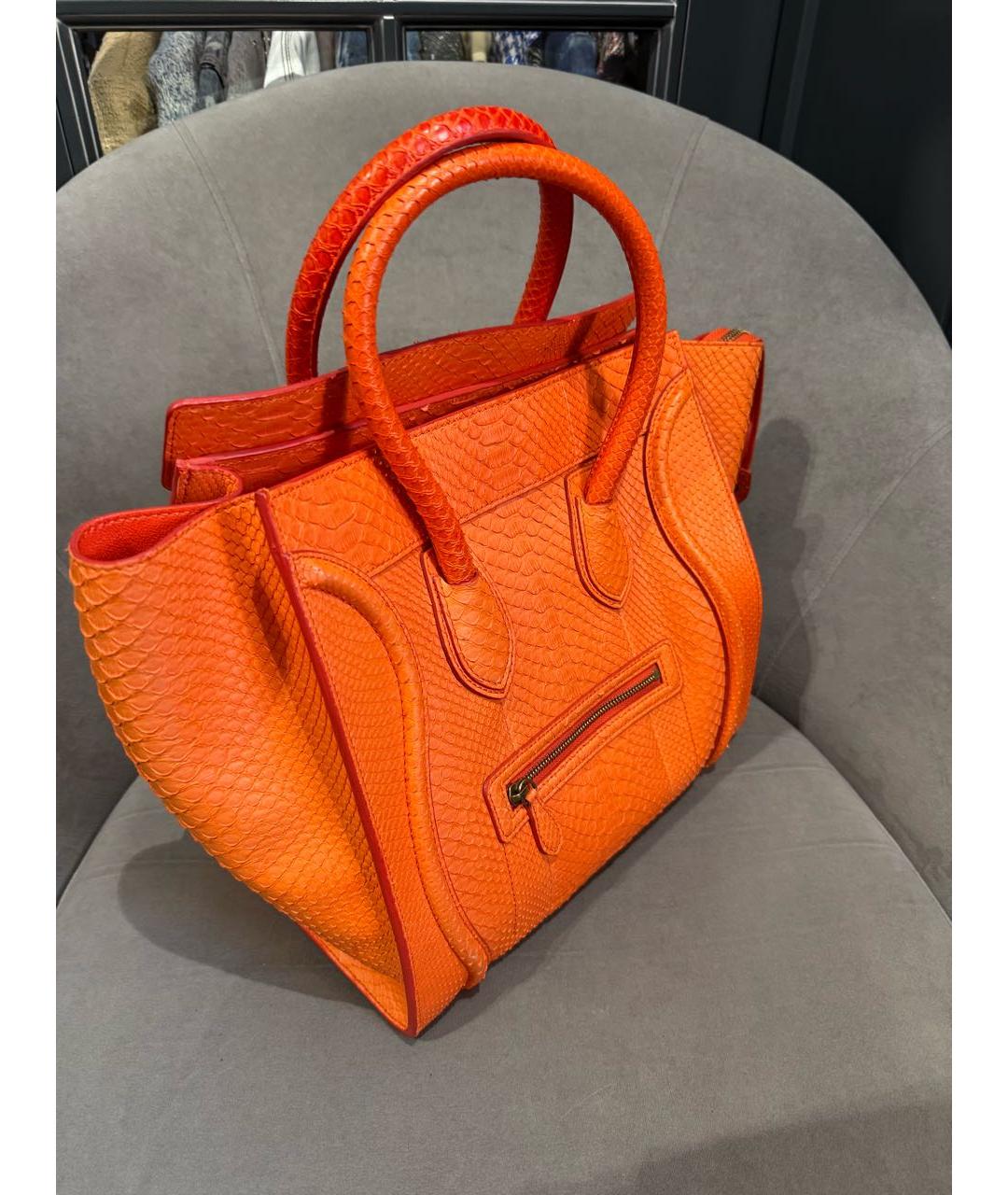 CELINE Оранжевая сумка тоут из экзотической кожи, фото 2