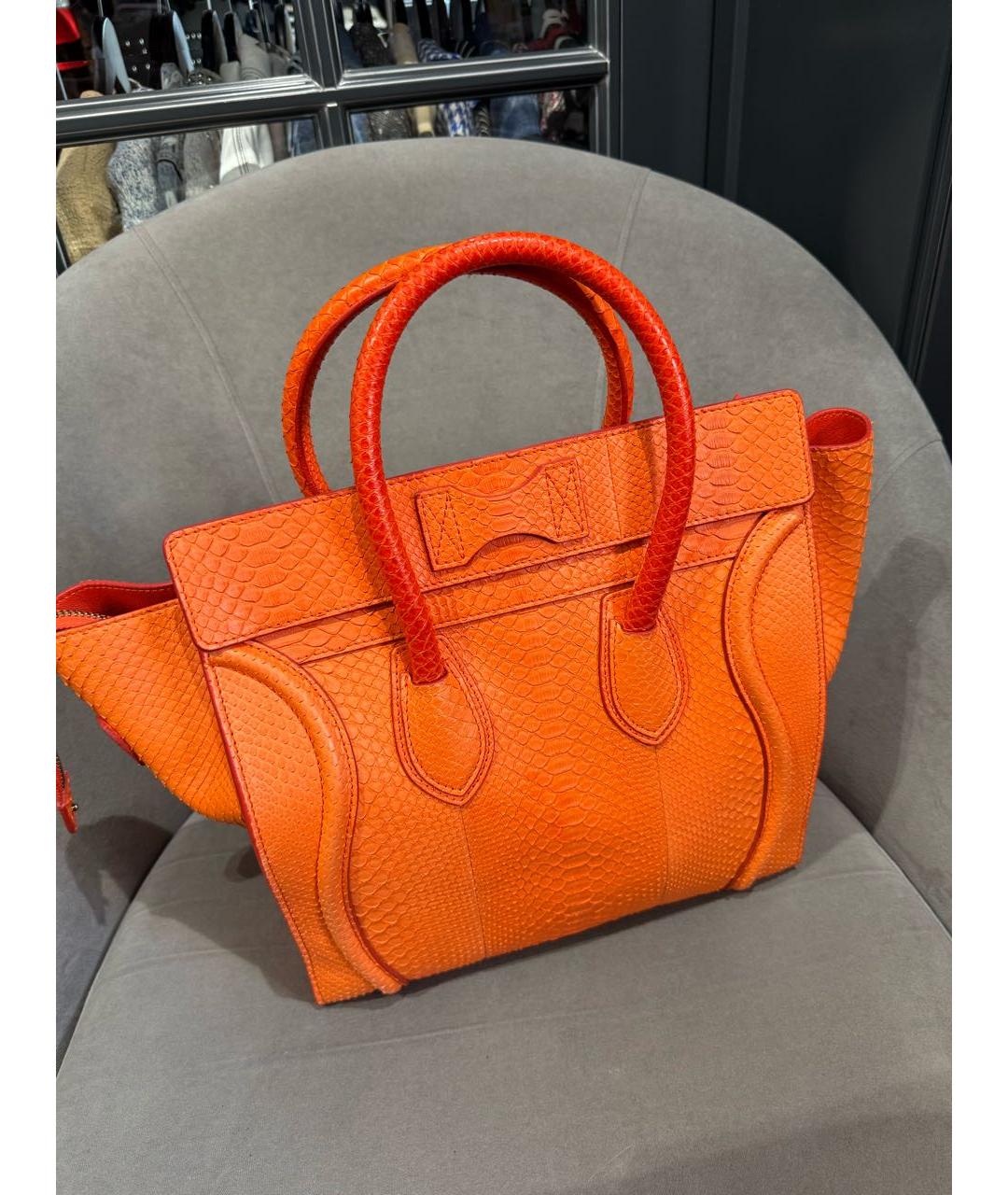 CELINE Оранжевая сумка тоут из экзотической кожи, фото 3