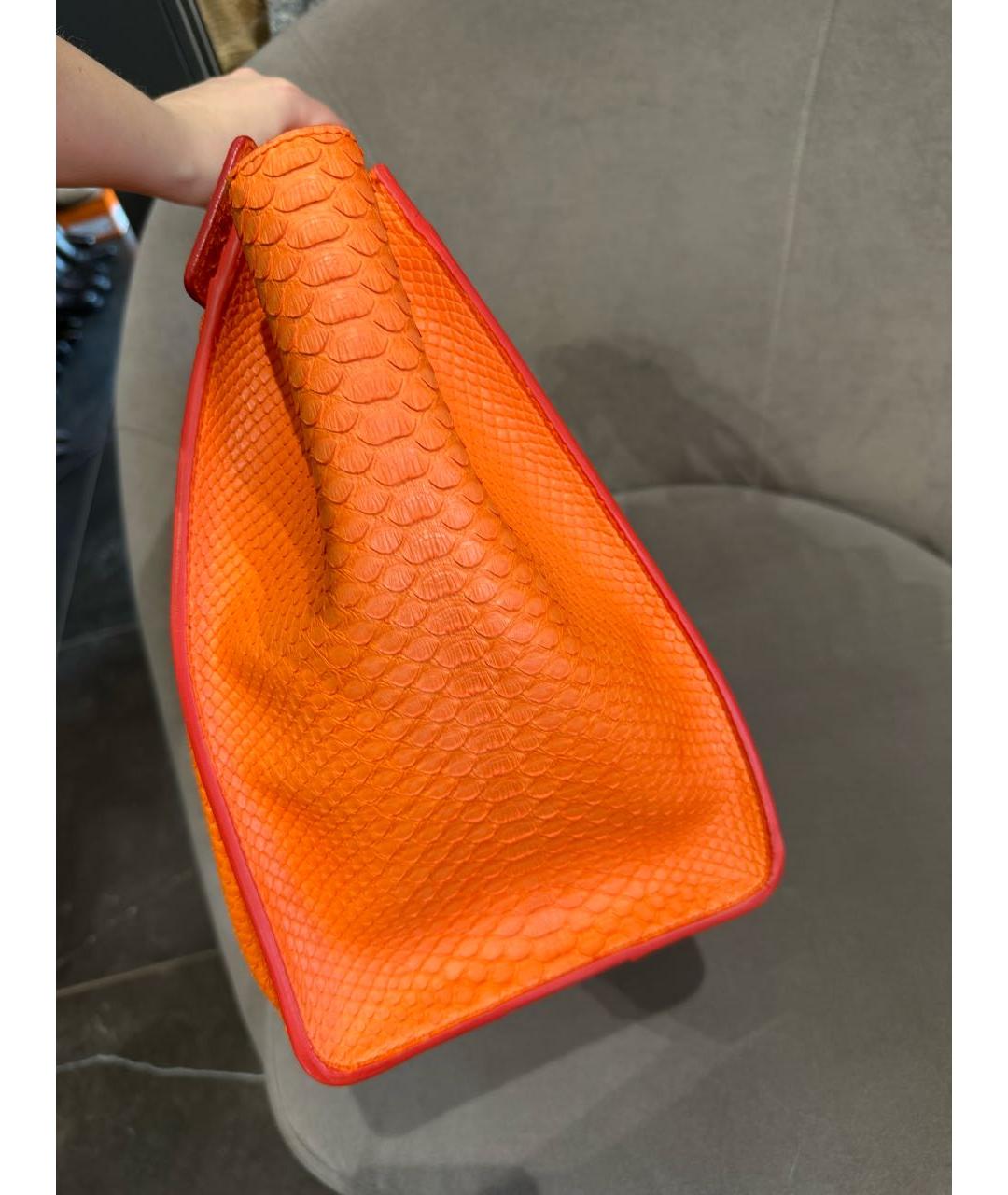 CELINE Оранжевая сумка тоут из экзотической кожи, фото 5