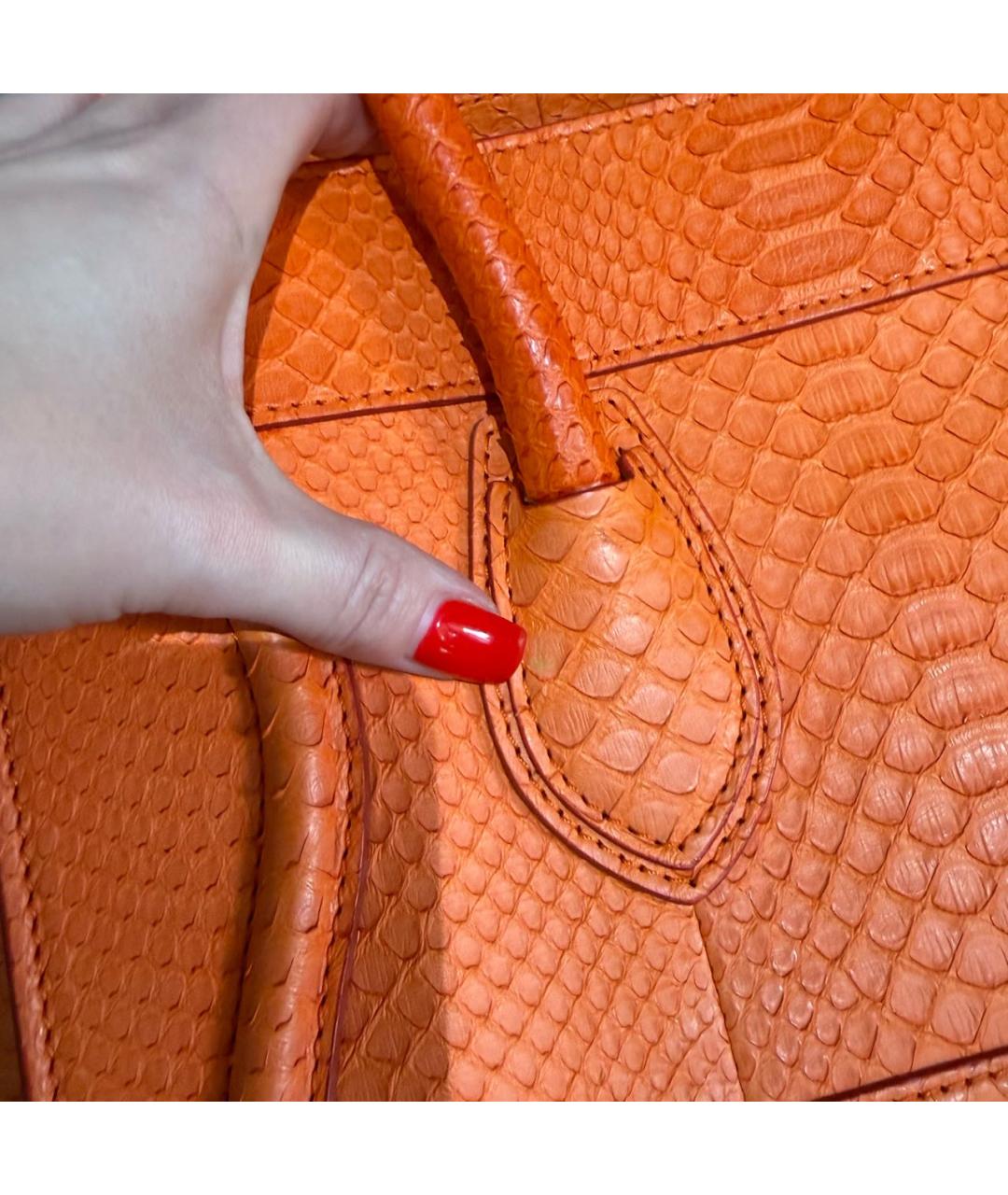 CELINE Оранжевая сумка тоут из экзотической кожи, фото 7