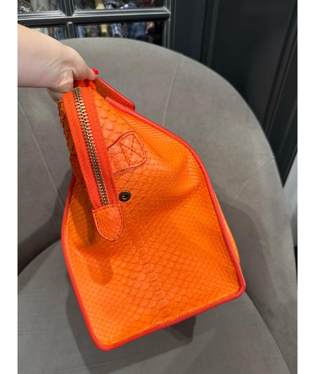 CELINE Оранжевая сумка тоут из экзотической кожи, фото 4