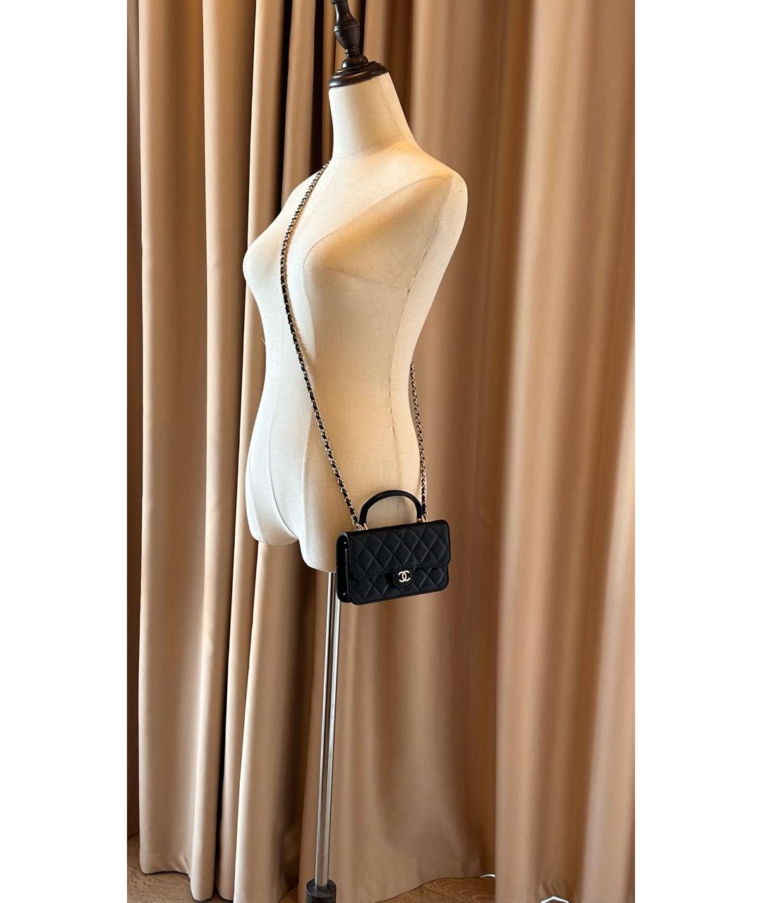 CHANEL Черная кожаная сумка через плечо, фото 6