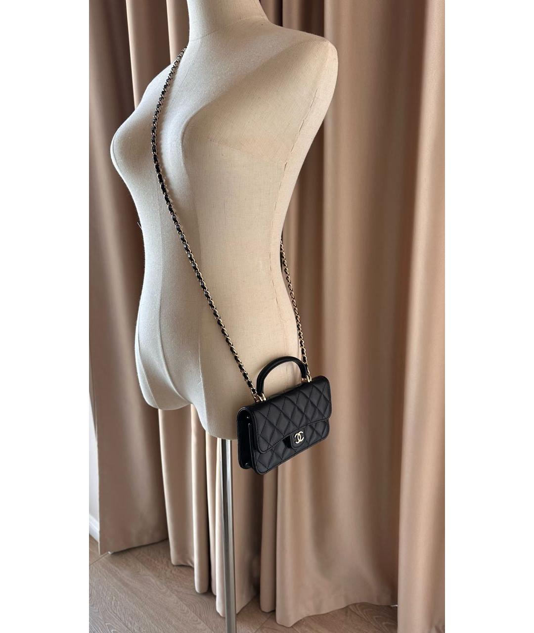 CHANEL Черная кожаная сумка через плечо, фото 2
