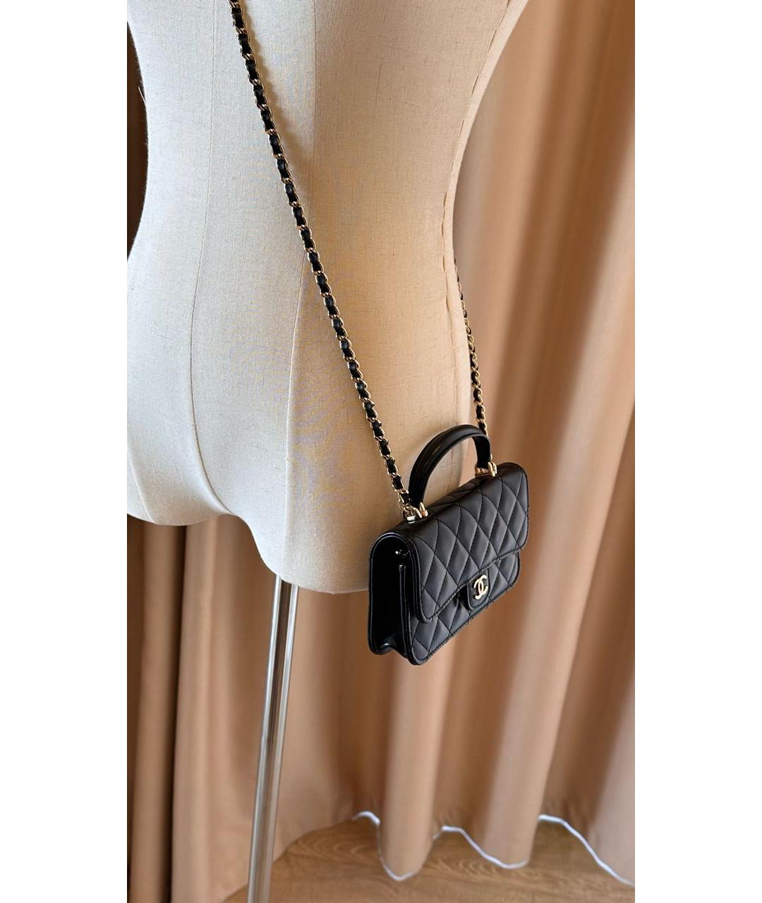 CHANEL Черная кожаная сумка через плечо, фото 5