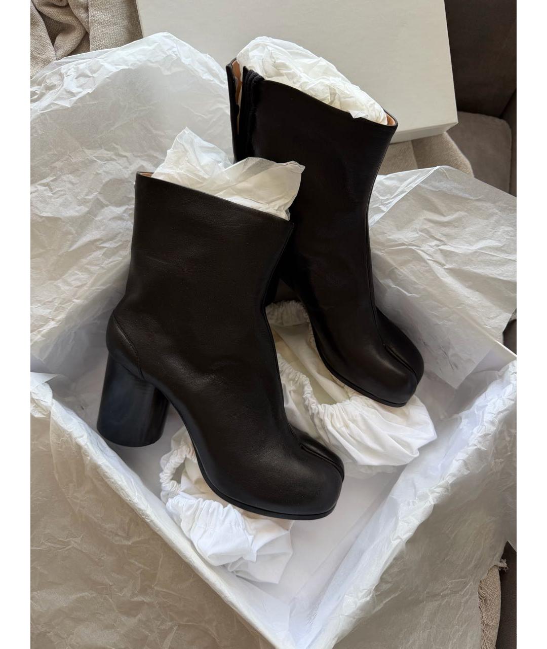 MAISON MARGIELA Черные кожаные полусапоги, фото 9