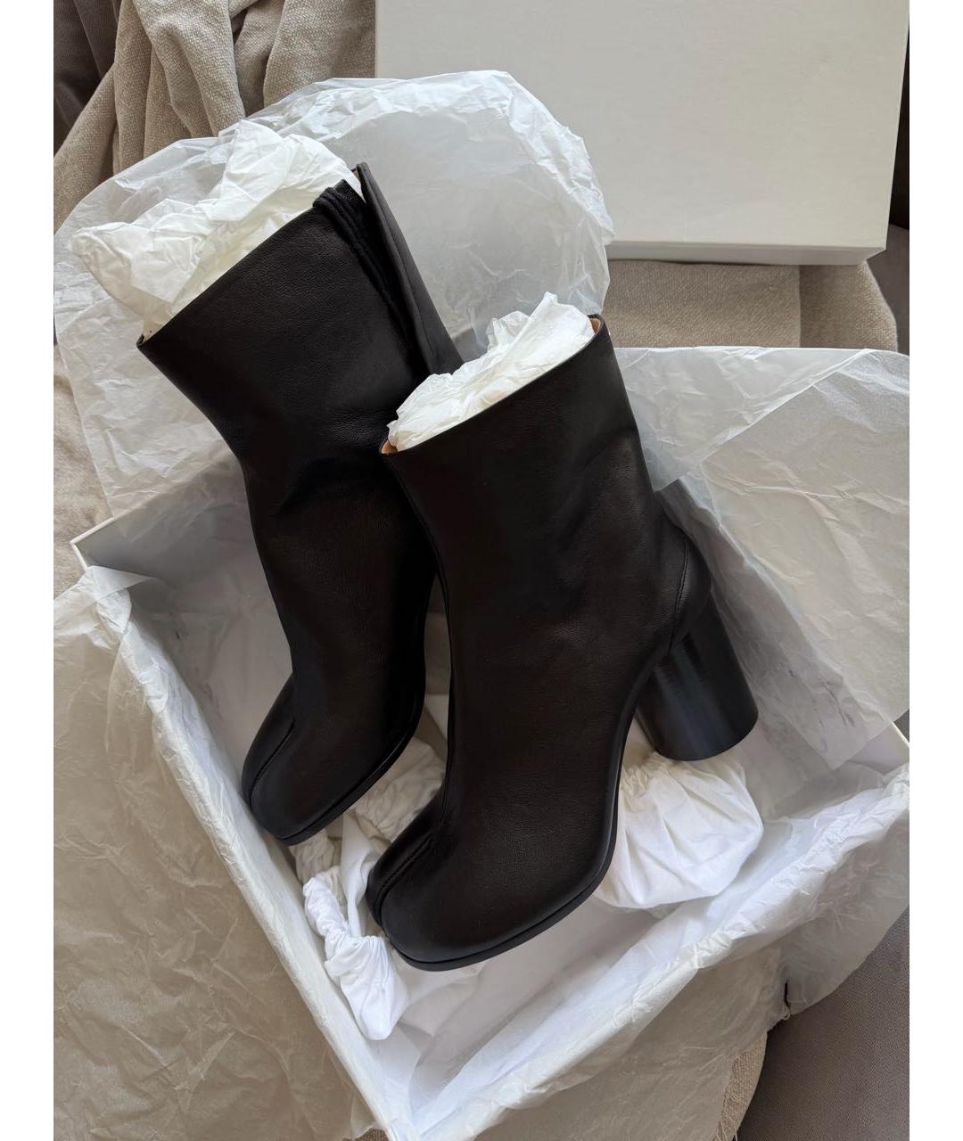 MAISON MARGIELA Черные кожаные полусапоги, фото 8