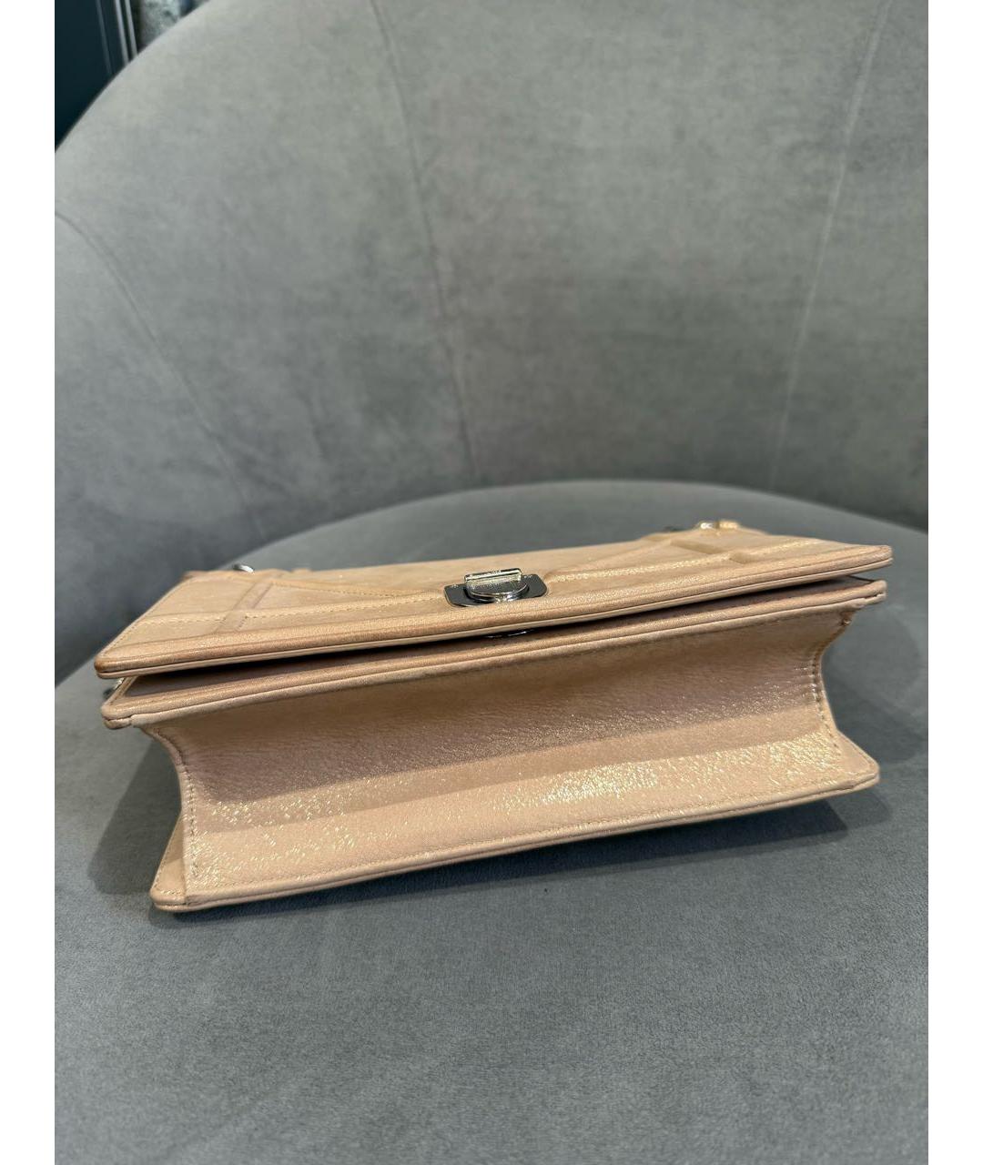 CHRISTIAN DIOR Бежевая кожаная сумка через плечо, фото 5